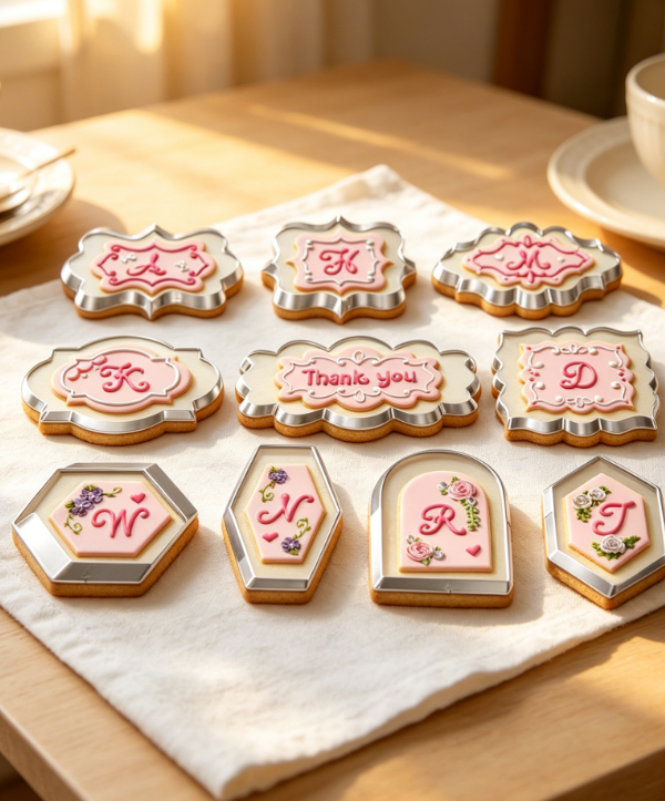 Large Nameplate Bordered Washable Cookie Cutting Mold Set